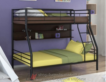 двухъярусная кровать Гранада-2 П цвет чёрный / дуб молочный