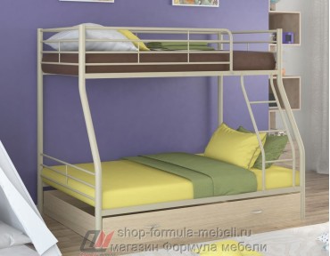 двухъярусная кровать Гранада-2 Я цвет бежевый / дуб молочный Формула мебели