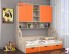 кровать с антресолью Дельта 21.01 полуторка цвет дуб Сонома / оранжевый, Формула мебели