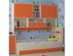 кровать с антресолью Дельта 21.03 цвет дуб молочный / оранжевый, Формула мебели