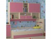 кровать с антресолью Дельта 21.03 цвет дуб молочный / розовый, Формула мебели