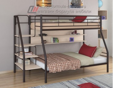 двухъярусная кровать Толедо-1 П цвет коричневый / дуб молочный, Формула мебели