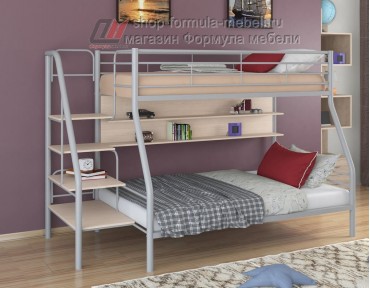 двухъярусная кровать Толедо-1 П цвет серый / дуб молочный
