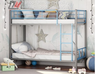 двухъярусная кровать Севилья-2-01 цвет серый / голубой, Формула мебели