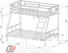 двухъярусная кровать Гранада-1П 140 размеры