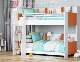 двухъярусная кровать Соня-5 лестница слева, белый / оранжевый