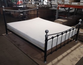 металлическая двуспальная кровать Эльда, цвет чёрный / серебро