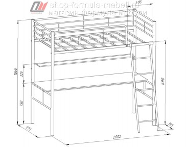 кровать чердак Севилья-5 схема с размерами