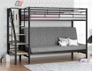 двухъярусная кровать с диваном Мадлен-3 цвет чёрный / серый / светлый ясень шимо