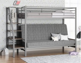 двухъярусная кровать с диваном Мадлен-3 цвет серый / серый / тёмный ясень шимо