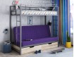 двухъярусная кровать с диваном и ящиками Мадлен цвет серый / фиолетовый /  дуб Айленд