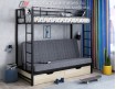 двухъярусная кровать с диваном и ящиками Мадлен цвет чёрный / серый /  светлый ясень шимо