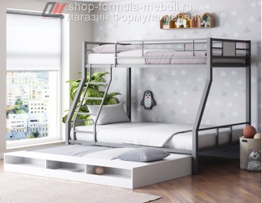 двухъярусная кровать Гранада-1 КВ цвет серый / лдсп белый