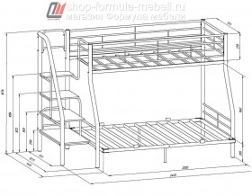 двухъярусная кровать Толедо-1 140 схема с размерами